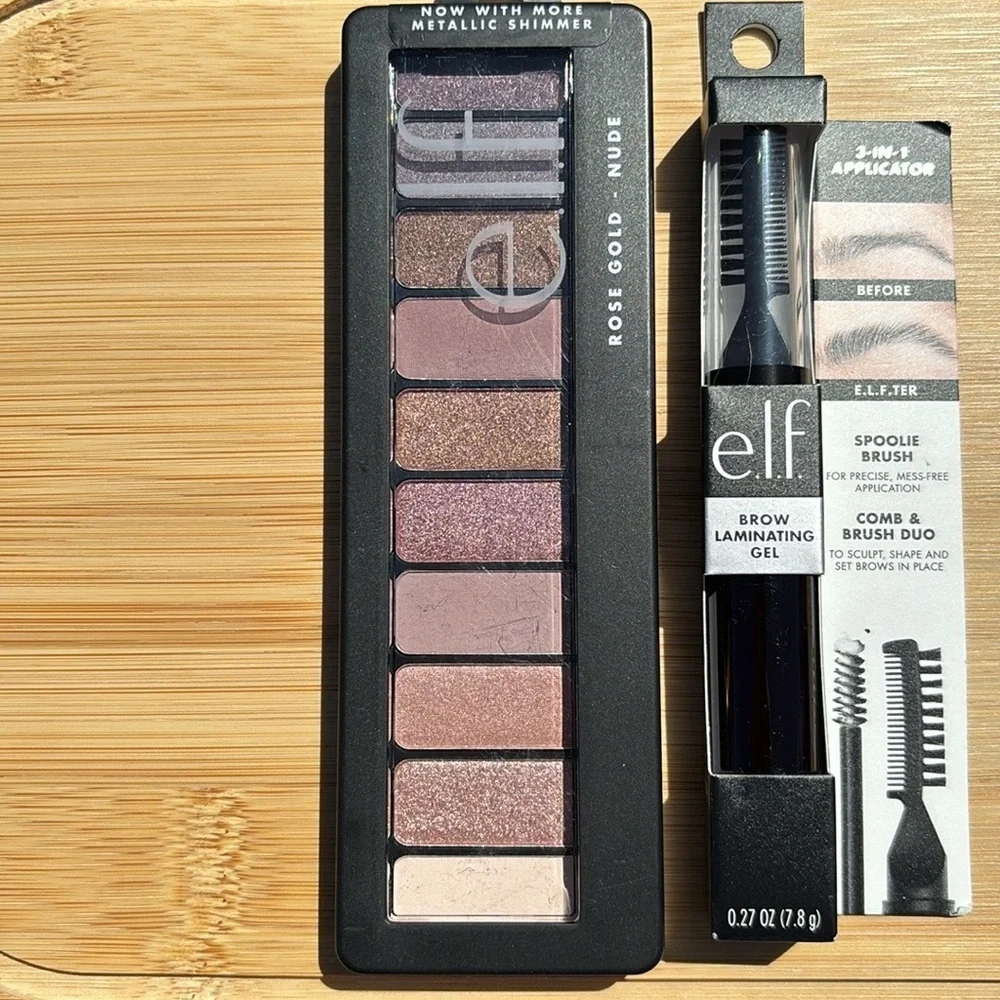 Brand New ELF Rose Gold Nude Eyeshadow Palette Shimmer & Brow Laminating Gel